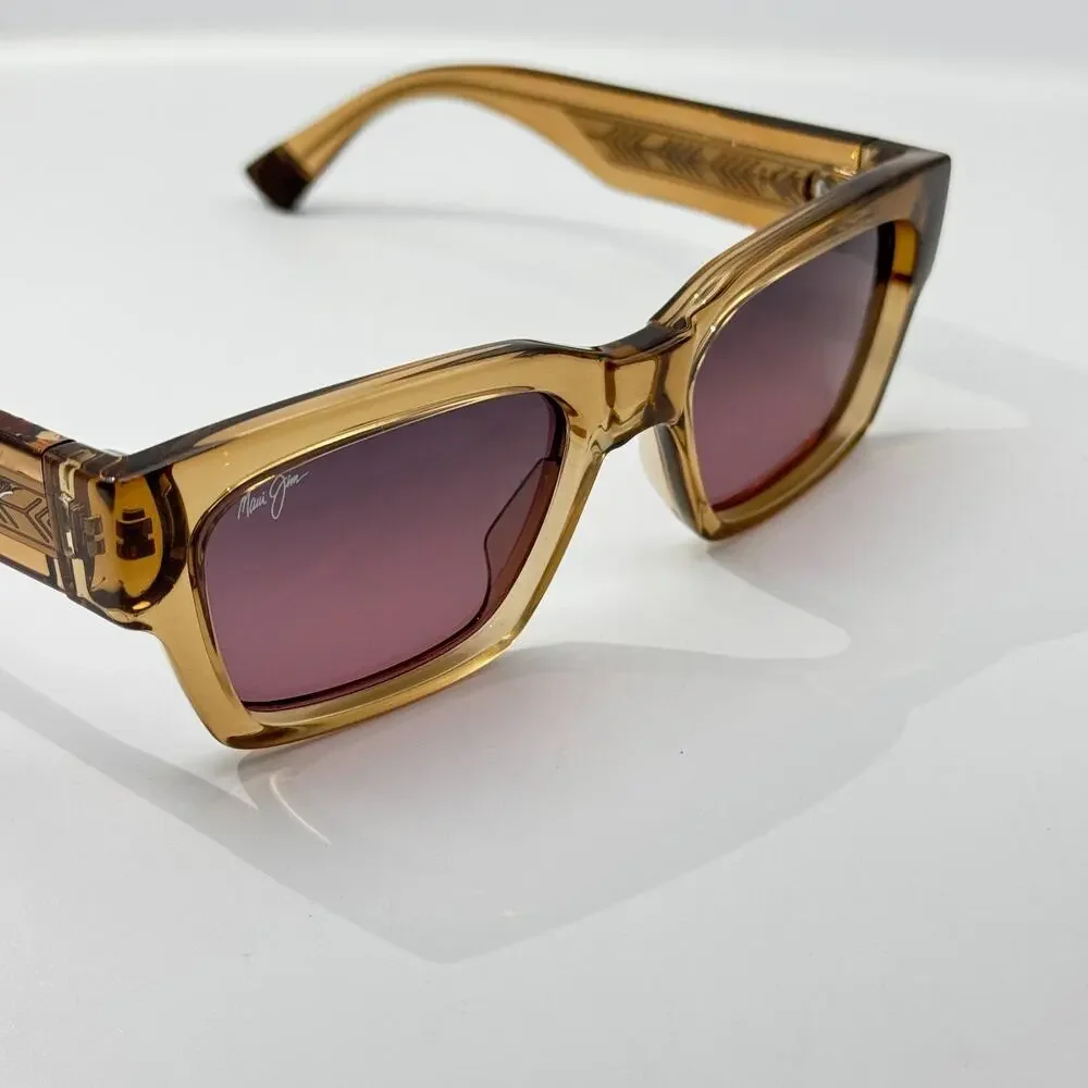 Maui Jim Sunglasses Kenui STG-SG MJ642-01 Transparent Tan Frame Polarized 53mm